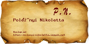 Polónyi Nikoletta névjegykártya